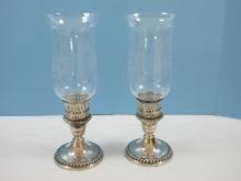 Pair Rogers Sterling 1901 Weighted Reinforced Base Single Candlesticks w/Threaded Cup Inserts