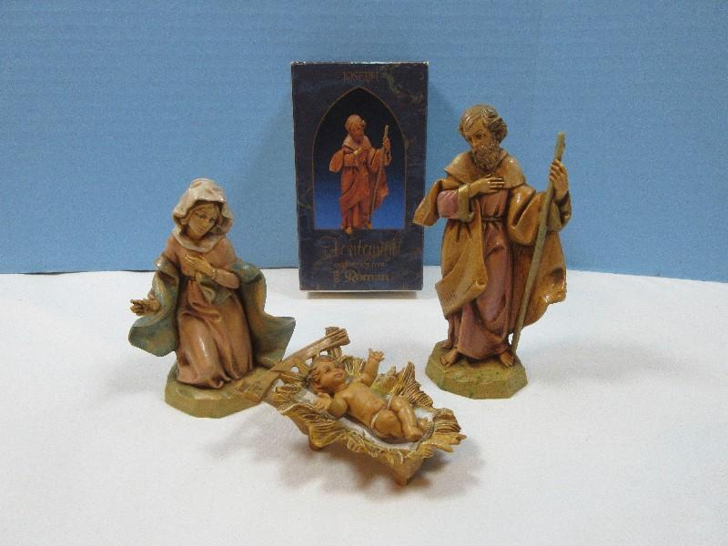 Roman Fontanini Heirloom Nativity Collection 5" Scale 4 Piece Holy Family Set Figurines 5"