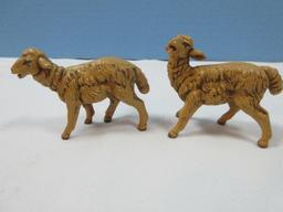 Set of 4 Roman Fontani Heirloom Nativity Collection 5" Scale Brown Sheep Figurines Stable