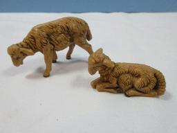 Set of 4 Roman Fontani Heirloom Nativity Collection 5" Scale Brown Sheep Figurines Stable