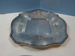 Silverplate 17" Oval Serving tray Engraved Camille Pattern, 6" Reed & Barton Trivet,