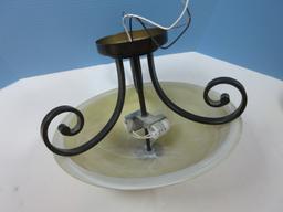 Fantastic Flush Mount Ceiling Light Fixture Scroll Design w/Marbleized Glass shade Double