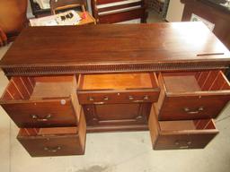 Solid Mahogany Chippendale Style Side Board on Carved Shell Knee Ball & Claw Feet Center