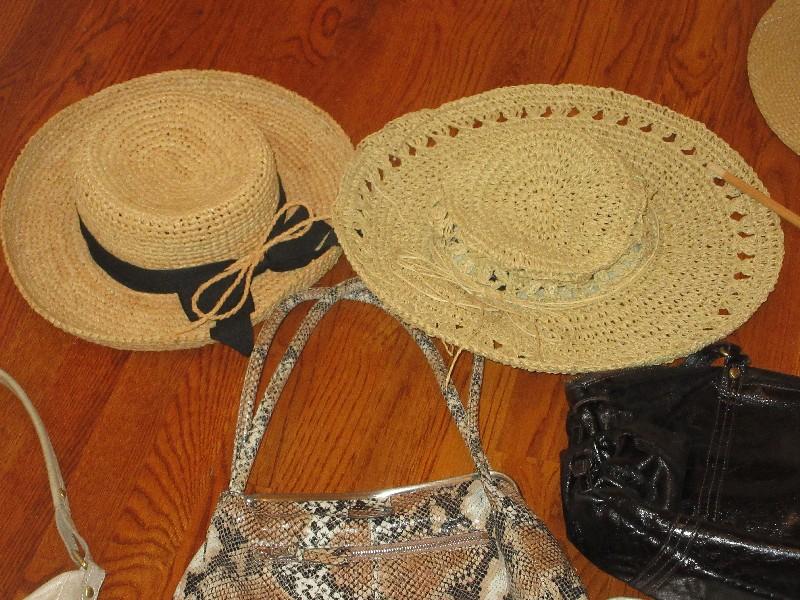 Lot ladies Straw Hats, Clutch Evening Bags, Crossbody Bag, Wristlet Wallet Billfold etc.