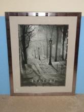 Titled "Brassai Les Escaliers De Montmarte Paris 1936" Post Lamps Treeline Street Scene Highly