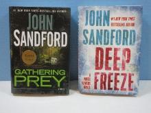 2 Signed Copies John Sandford Novel Books Virgil Flowers Series "Deep Freeze" & Novel