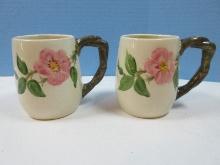 Pair Franciscan Earthenware Desert Rose Pattern 4 3/8" Grandmug Cups- Est. $159.90