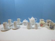 Lot 15pcs White China 8pc Med Century 4 1/4" Tall Espresso Cups/Saucers, Dansk Single Cup