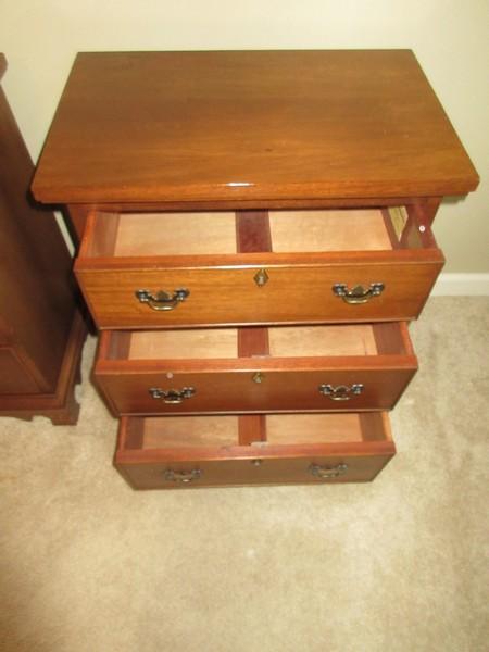 Authentic Reproduction by Craftique Solid Mahogany Chippendale Style 3 Drawer Bedside Chest