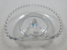 Imperial Glass-Ohio Candlewick Pattern Stem 3400 Blown Glass Wafer Tray w/Center Handle 6"