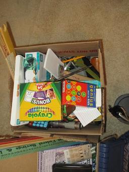 Lot misc Office Supplies Big Display Calculator, LED Gooseneck Desk Lamp, Crayola Crayons,