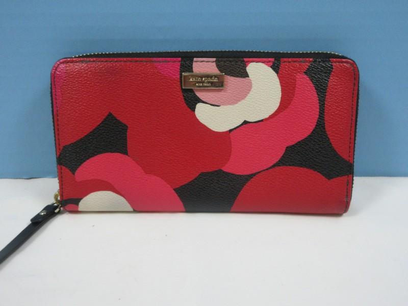 Kate Spade New York ladies Wallet Orient Rose Floral Zipper Around- Est $85-120