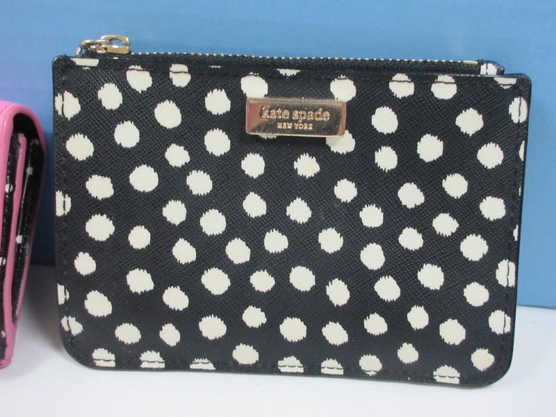 2 Kate Spade Pink Coin Purse Wallet & Black White Polka Dots Coin Purse Wallet