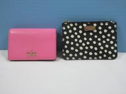 2 Kate Spade Pink Coin Purse Wallet & Black White Polka Dots Coin Purse Wallet