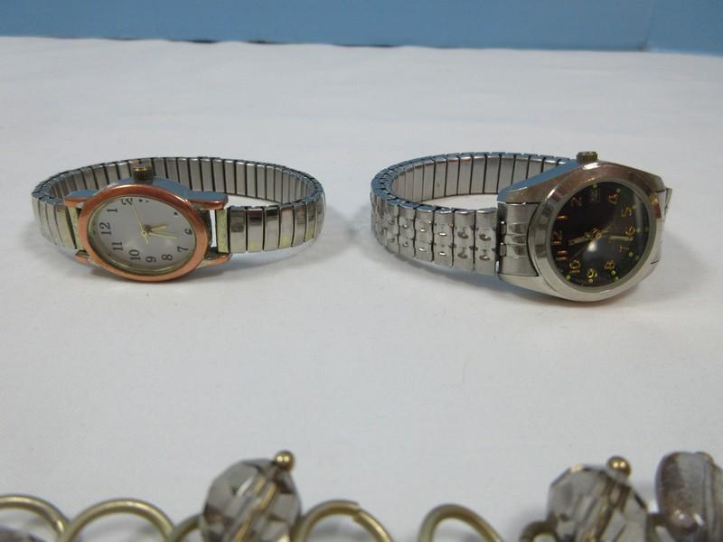 Lot Unique Interlocking Ring Bracelet w/Beads/Discs Accents, Wrist Watches, Brighton Purse