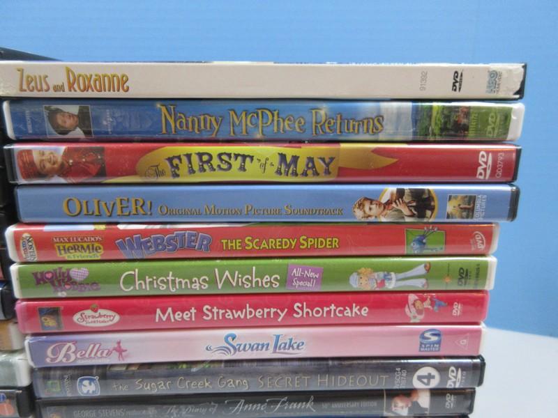 34 Kids DVD's-Veggie Tales, Charlotte's Web, Dora The Explorer, Max Lucado etc.