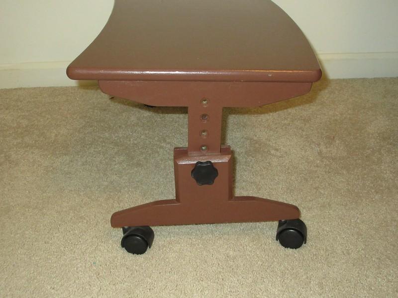 Brown Rolling Tray Table Adjustable Height/Workshop Table/Laptop Table