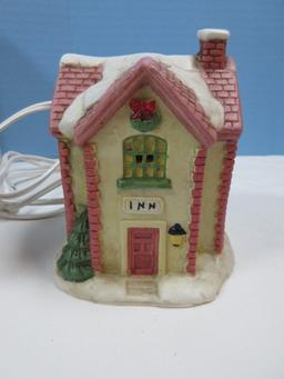 Lot 3 Porcelain Bisque Home Town America/Olde Towne Villages Lighted Buildings "Flowers"