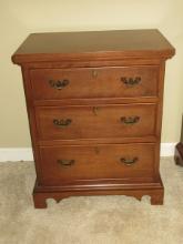 Authentic Reproduction by Craftique Solid Mahogany Chippendale Style 3 Drawer Bedside Chest