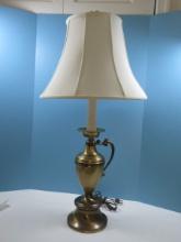 Ewer Vessel Form Candlestick 32" Table Lamp Antiqued Brass Patina