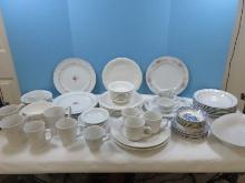 Lot Misc. China/Durasafe Dinnerware Various Patterns Vina-Fera, Stoneware Blue Trim bowls,