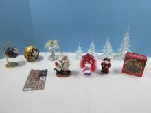 Lot Set 4 Crystal Clear Trees Graduating Size 8 1/2", 6 1/4", 5 1/2", 4 1/4", Cloisonne Christmas