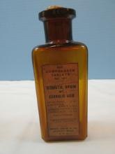 Early Amber Glass Parke, Davis & Co. Pharmacy Bottles Apothecary 500 Compressed Tablets