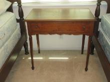 Antique Walnut Side Table W/Dovetail Drawer & Flame Grain Mahogany Veneer Top Circa Late