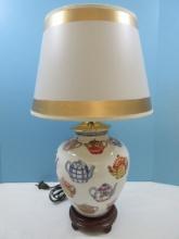 Charming Porcelain Vase Form 22" Table Lamp Resin Footed Base Hand Painted Various