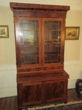 Impressive Antique The Brandt Cabinet Works Furniture Crotch Mahogany American Empire