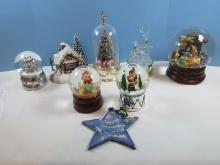 Collection 4 Christmas Musical Snow Globes, Nativity, Reed & Barton, Santa, Lefton Satin Glass