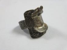 Sterling Silver Novelty Whimsical Ornate Western Saddle Design Equestrian Ring Size 8 3/4