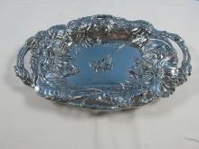 Arthur Court Aluminum hollowware Hibiscus Flowers & Butterfly 14" Bread Tray