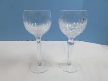 Pair Waterford Crystal Colleen Pattern 7 1/2" Hock Wine Faceted Stems- Retail $139.90