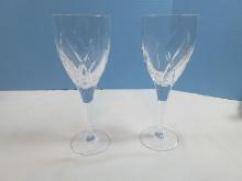 Set of 2 Waterford Crystal John Rocha Signature Pattern Cut Criss-Cross Design 9 1/8" Red Wine