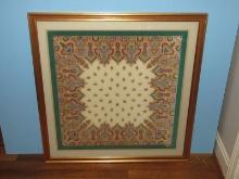 Fantastic Echo Colorful Persian Pattern Scarf in Two Tone Gilt Frame/Mat- 33" x 32 1/4"