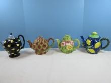 4 Ceramic Teapots Bella Casa by Ganz Lemons Design, Department 56 Harvest Artichoke, Spring