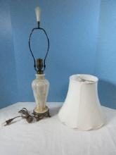 Awesome Rare Fined Depression Era Milk Glass 24" Lamp Relief Acanthus Leaves w/matching