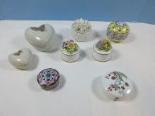 Lot Collection Porcelain Trinket Boxes Royal Danube Hand Painted, Colorful Takahshi Round