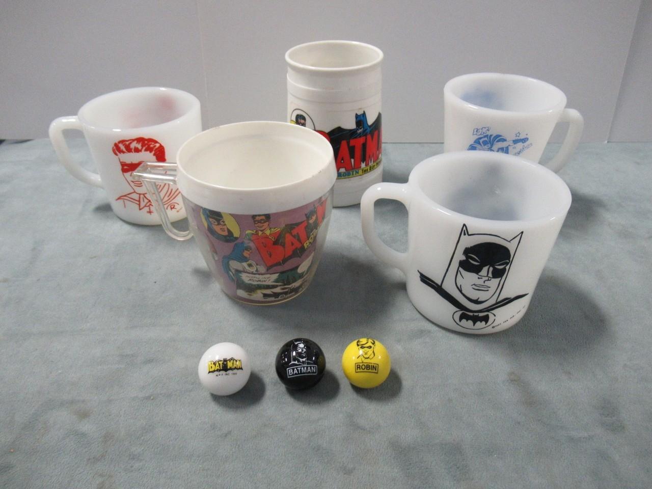 Batman Vintage Mug/Glass Marbles Lot