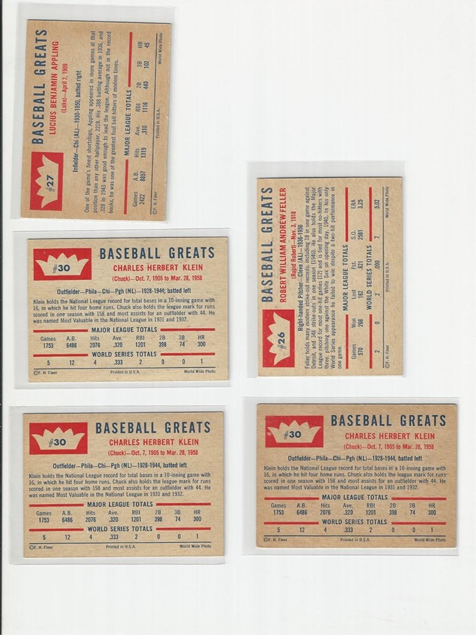 1960 Fleer Baseball Greats Group (5)