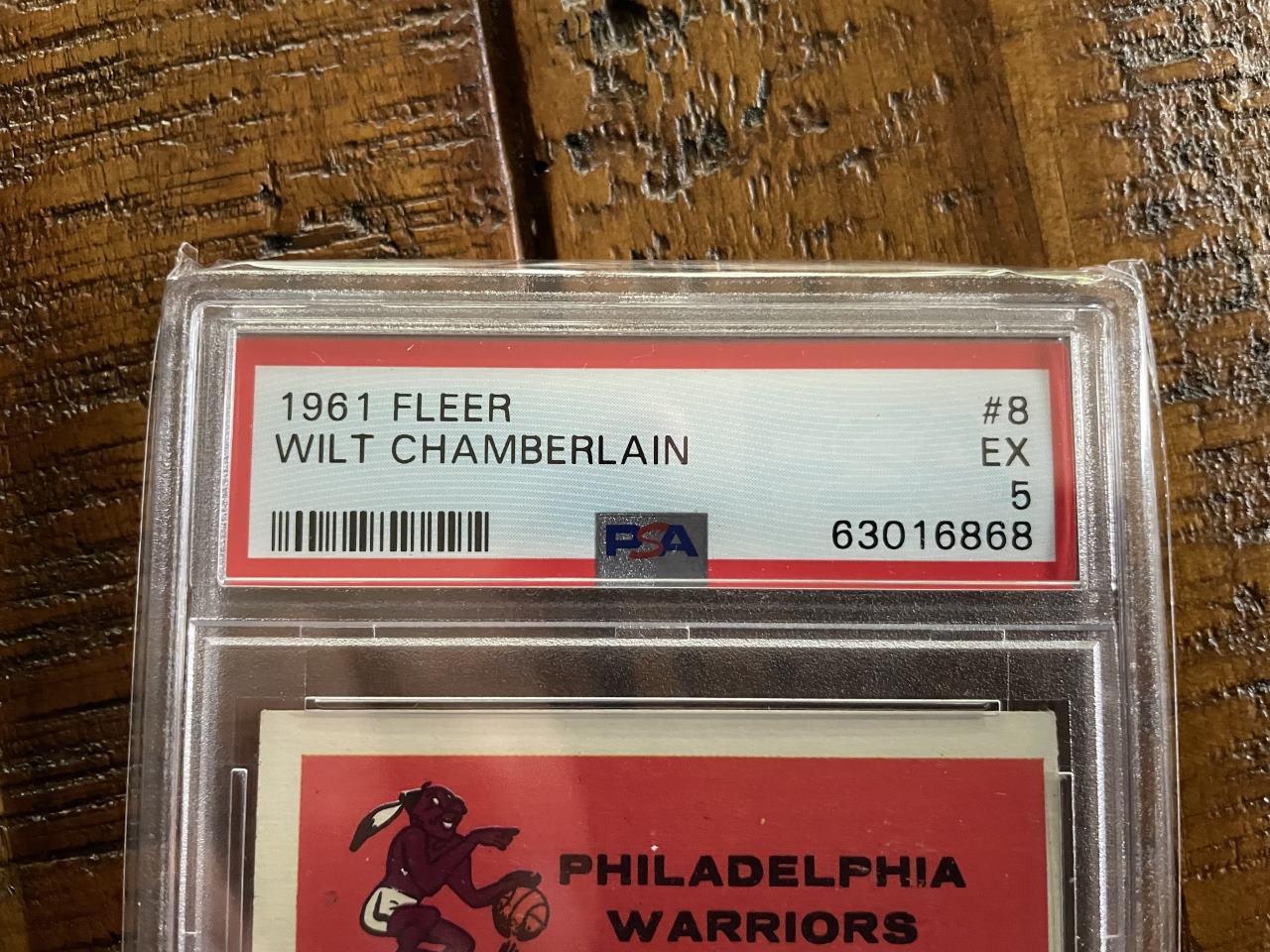1961 Fleer NBA Wilt Chamberlain Rookie Card #8 PSA 5