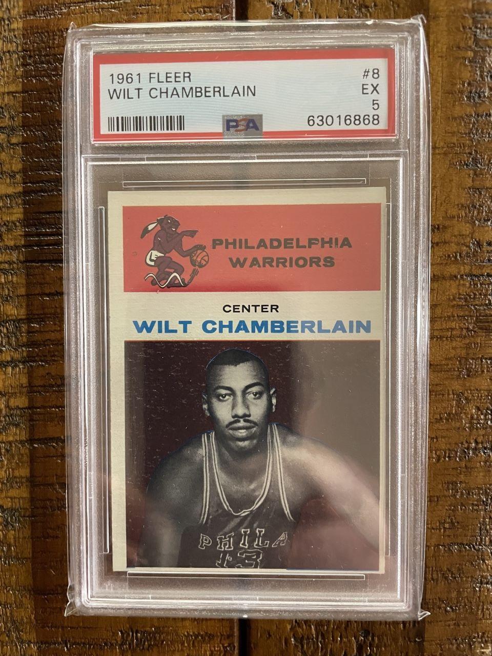 1961 Fleer NBA Wilt Chamberlain Rookie Card #8 PSA 5