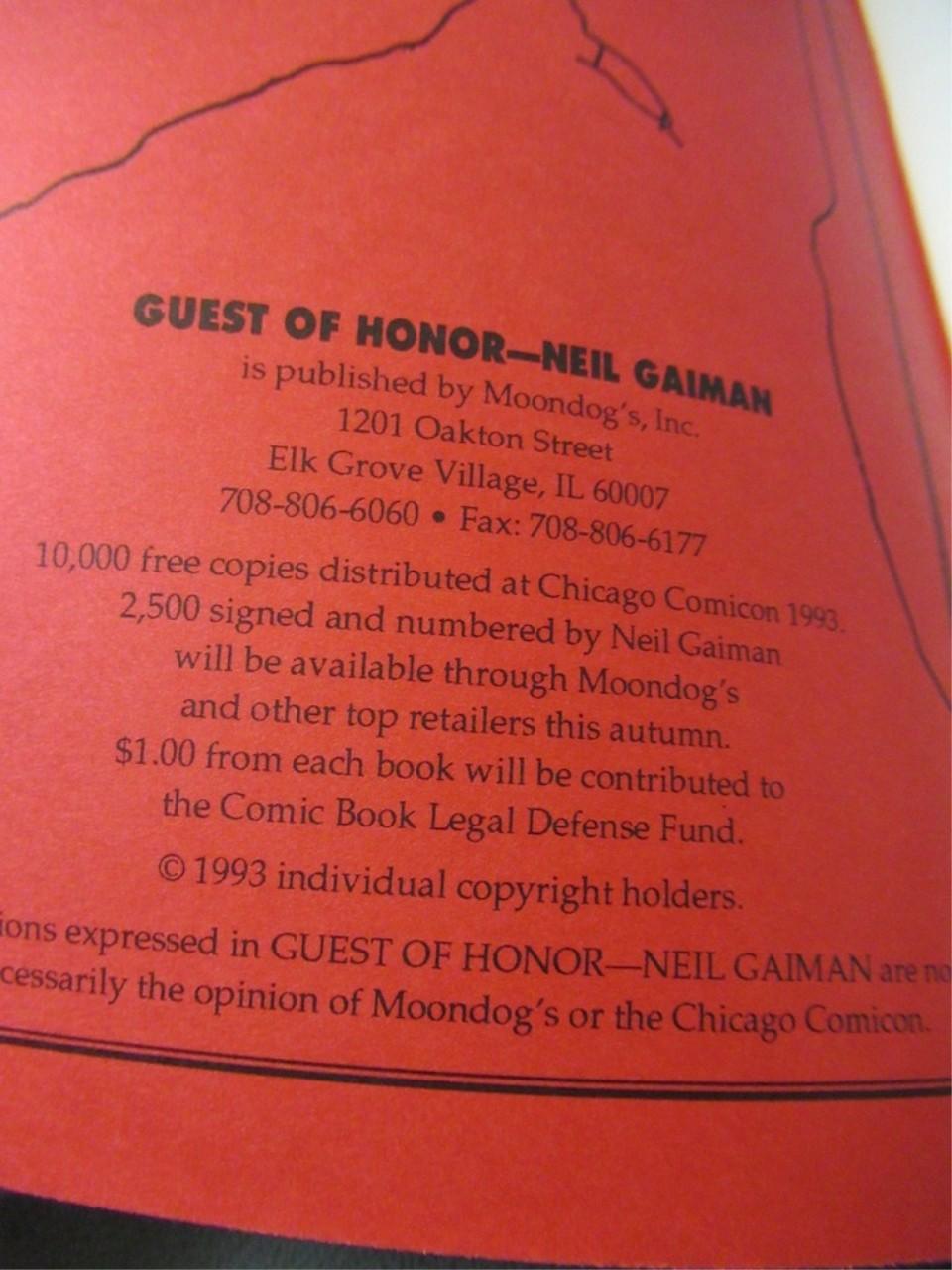 Guest Of Honor Neil Gaiman #1 Signed