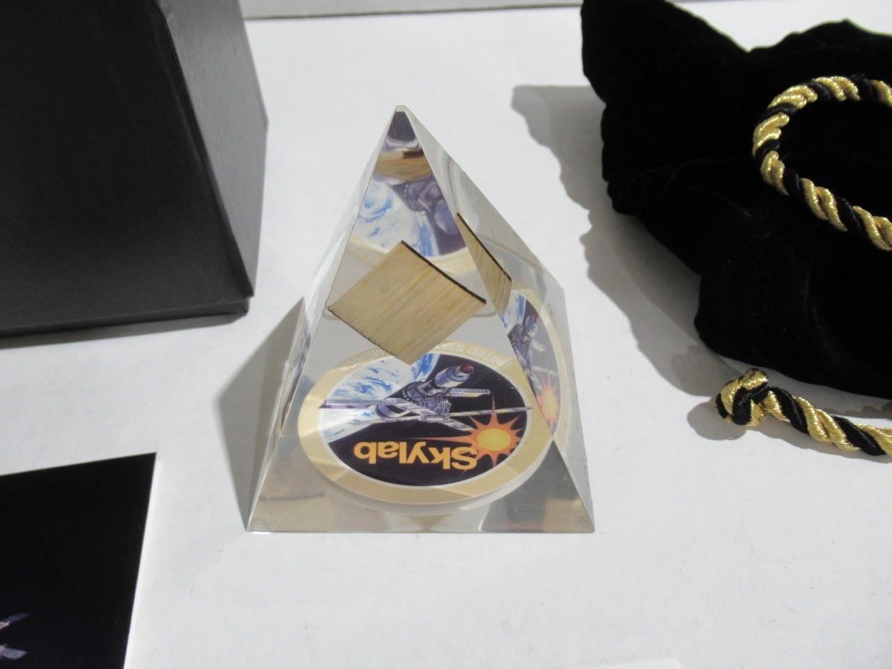 NASA Skylab Fragment in Pyramid Paperweight