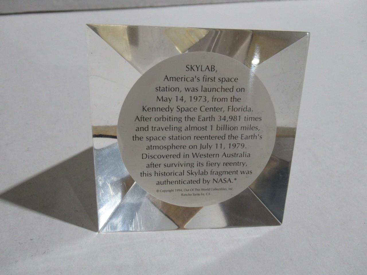 NASA Skylab Fragment in Pyramid Paperweight