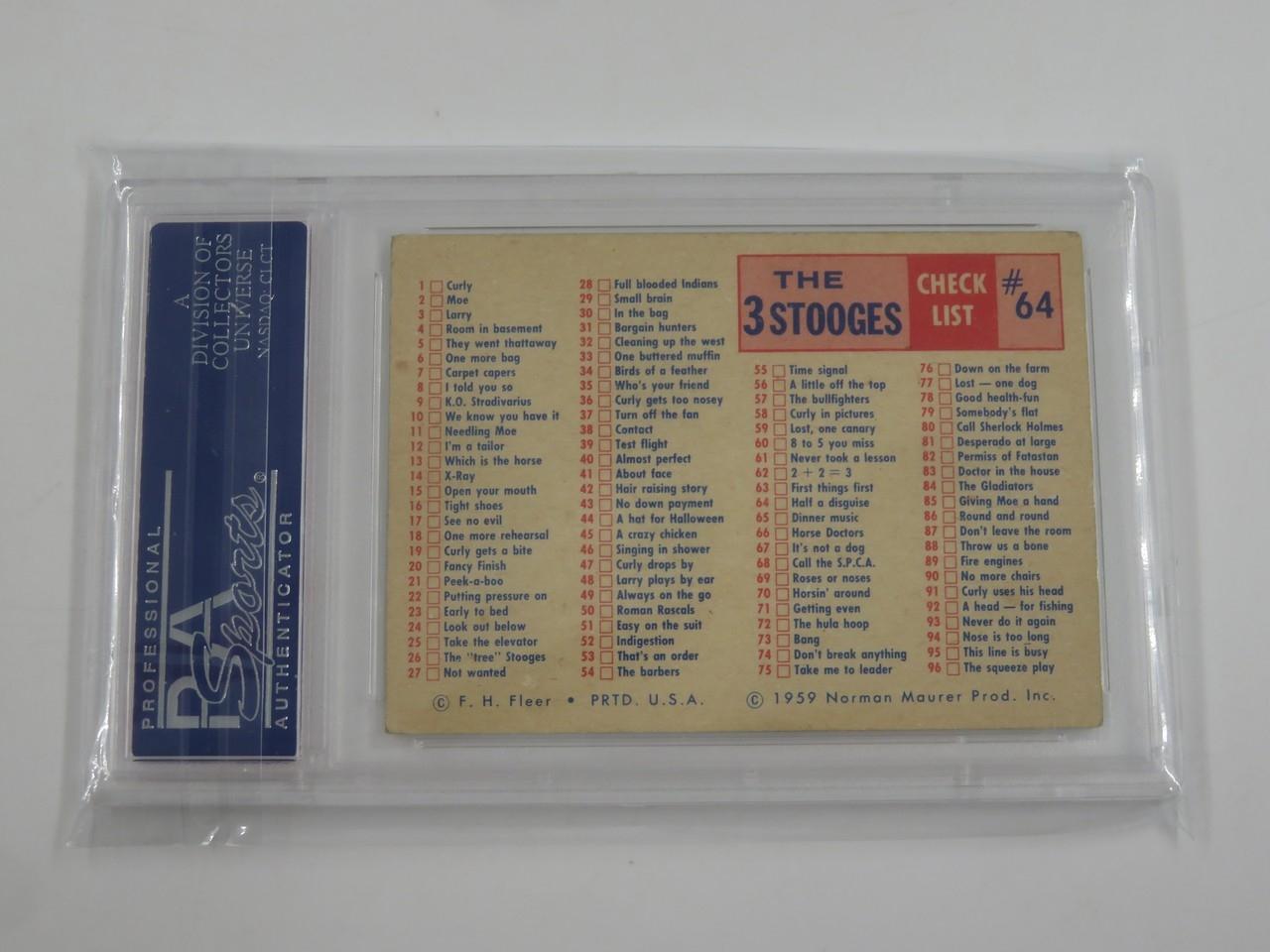 Three Stooges 1959 Fleer Cards #64 + 35 PSA Graded