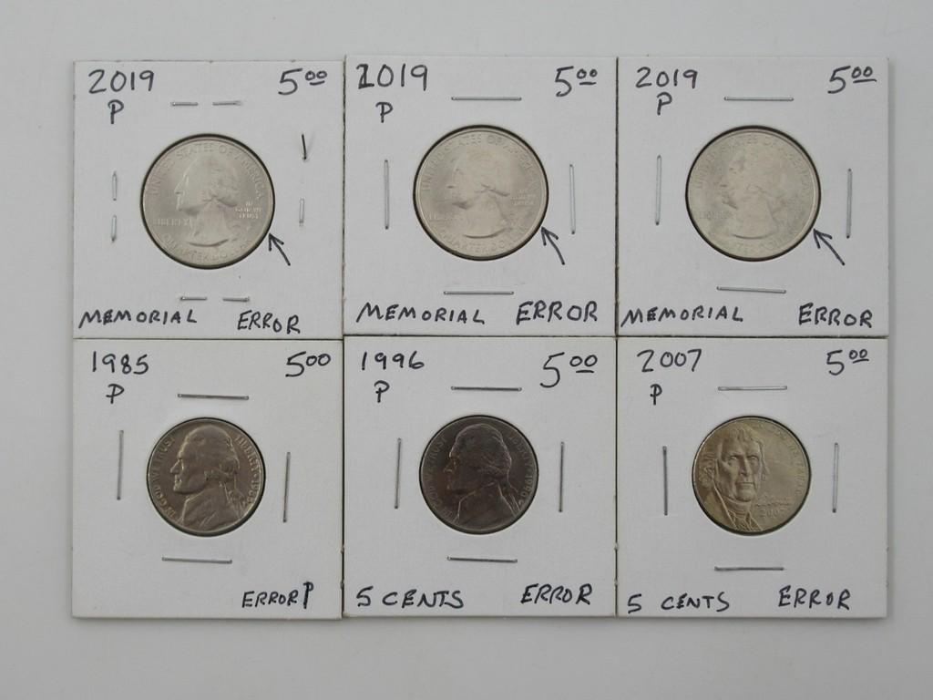 Lot of (6) US Error Coins