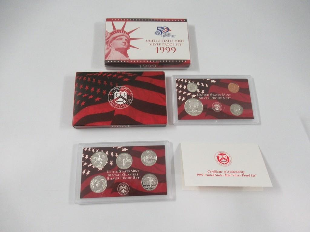 1999 US Mint Silver Proof Set Lot of 2