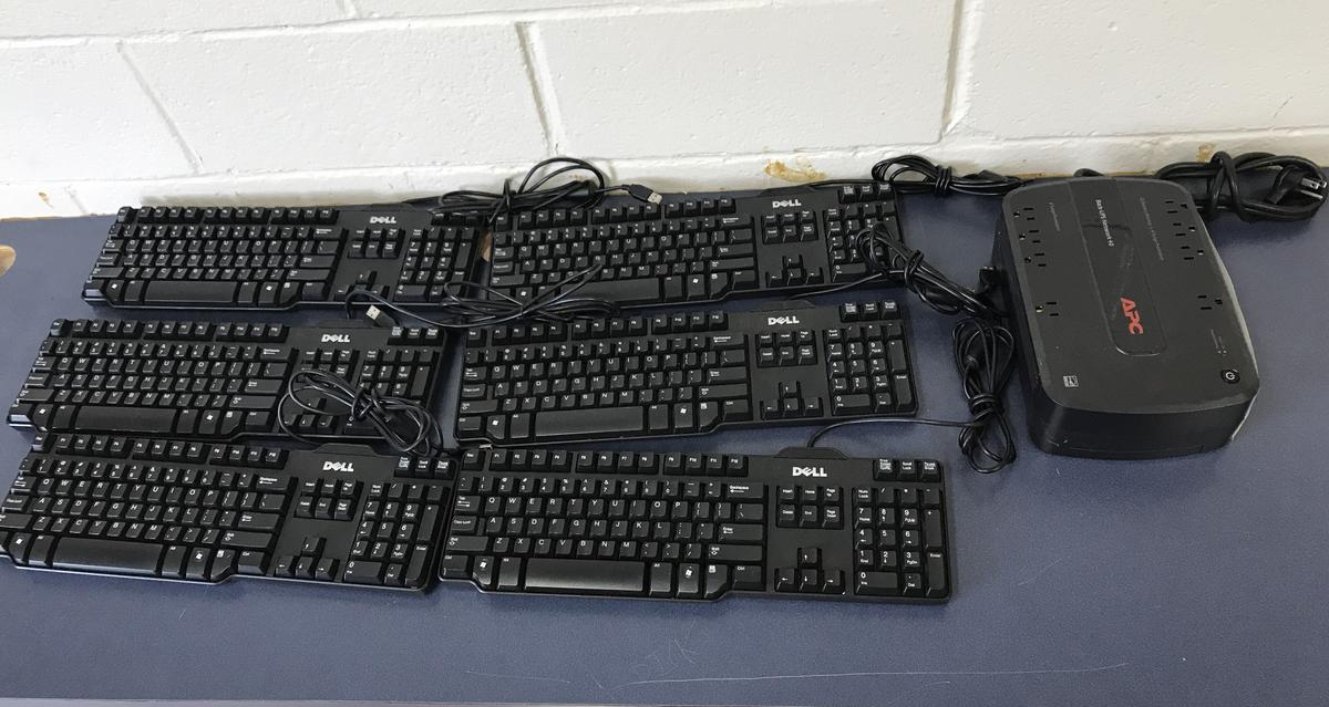 APC battery back-up and six Dell keyboards.